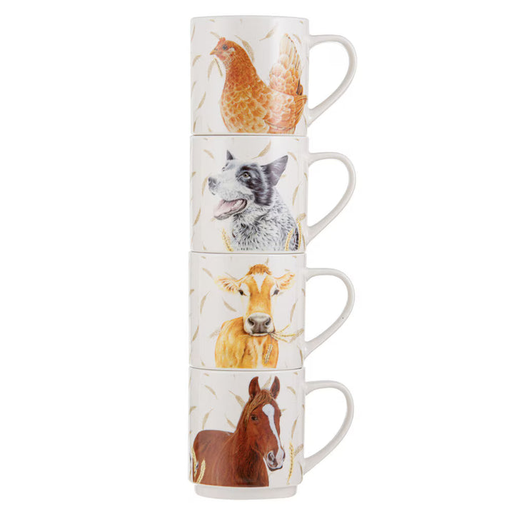 Ashdene Farm Yard Faces 2 Stackable Mugs (set of 4)
