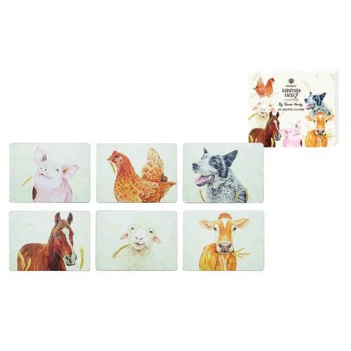 Ashdene Farm Yard Faces 2 Set of 6 Coasters - The Glamorous Grub