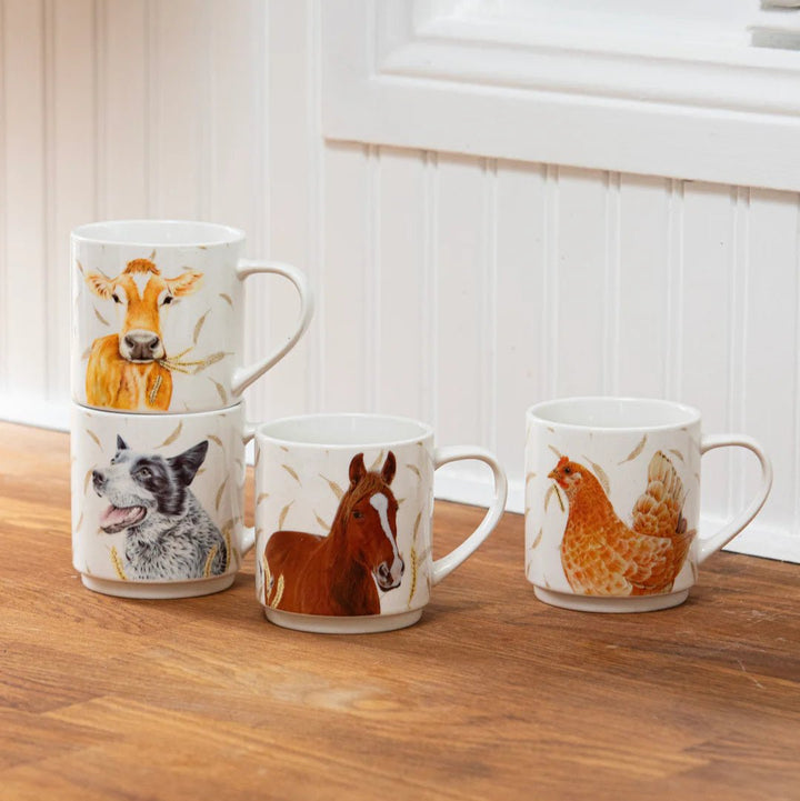 Ashdene Farm Yard Faces 2 Stackable Mugs (set of 4) - The Glamorous Grub