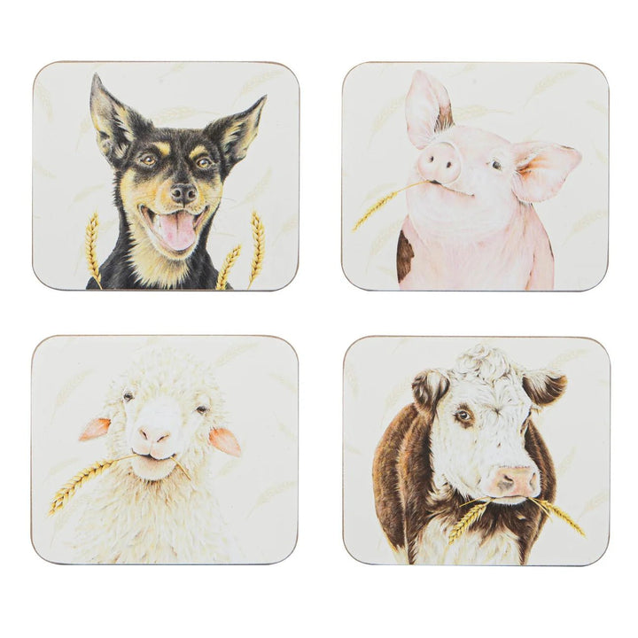 Ashdene Farm Yard Faces 4 Piece Coaster Set - The Glamorous Grub