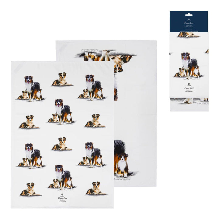 Ashdene Puppy Love Australia Shepherd 2pk Tea Towel Set - The Glamorous Grub