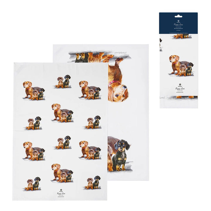 Ashdene Puppy Love Dachshund 2pk Tea Towel Set - The Glamorous Grub