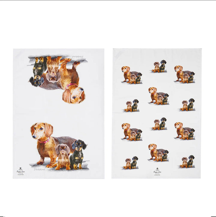 Ashdene Puppy Love Dachshund 2pk Tea Towel Set - The Glamorous Grub