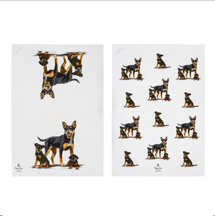Ashdene Puppy Love Kelpie 2pk Tea Towel Set - The Glamorous Grub