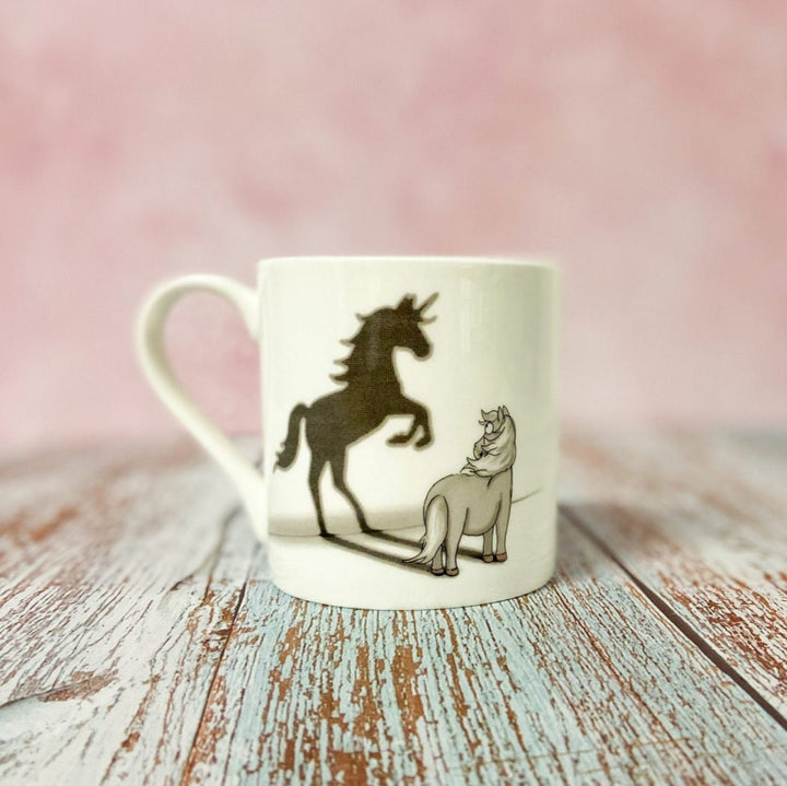 ‘Believe in yourself’ – Fine Bone China Mug (Grey Pony) - The Glamorous Grub