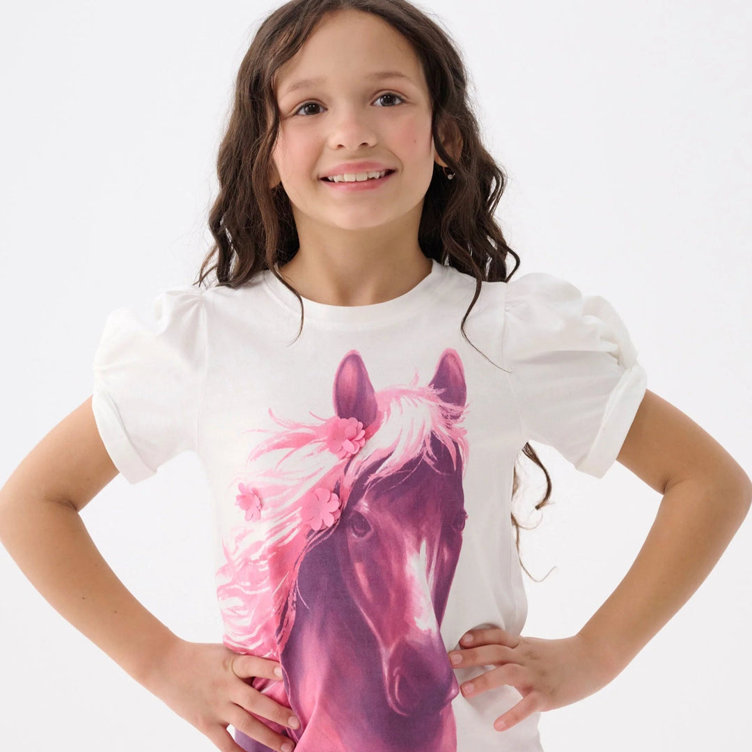 Hatley Soft Horse Twisted Sleeve Tee - The Glamorous Grub