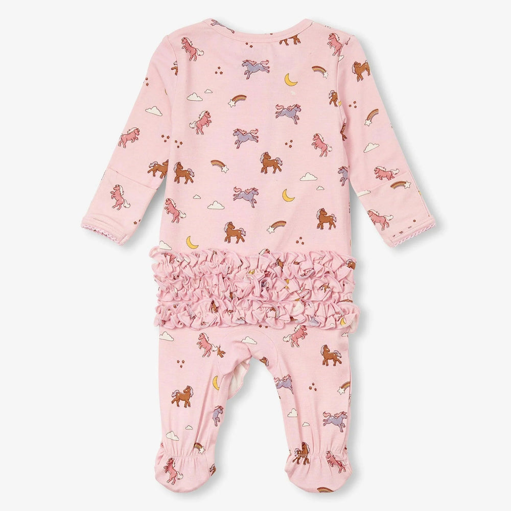 Hatley Whimsical Ponies Ruffle Bum Bamboo Sleep Suit - The Glamorous Grub
