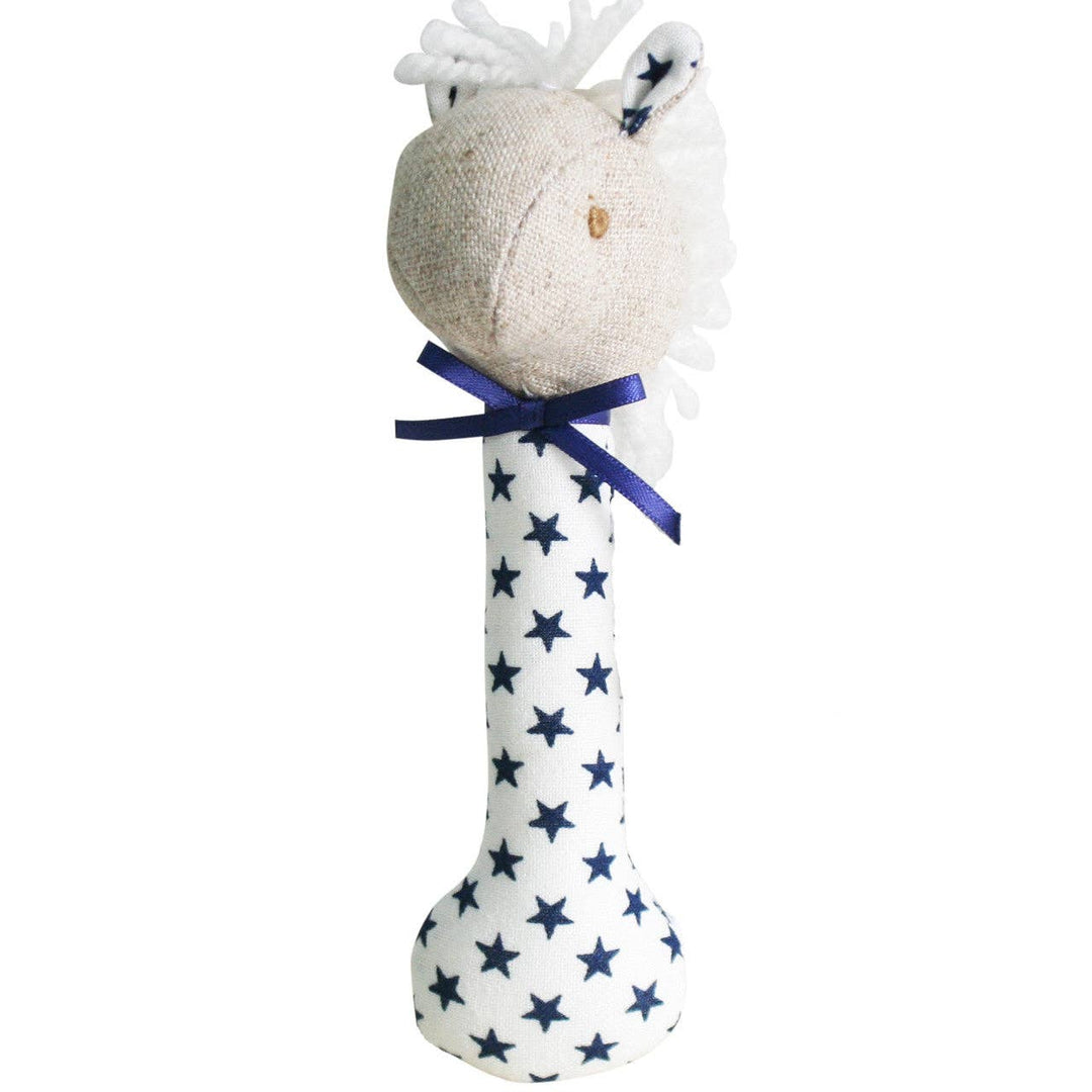 Horse Stick Rattle White Navy Star - The Glamorous Grub