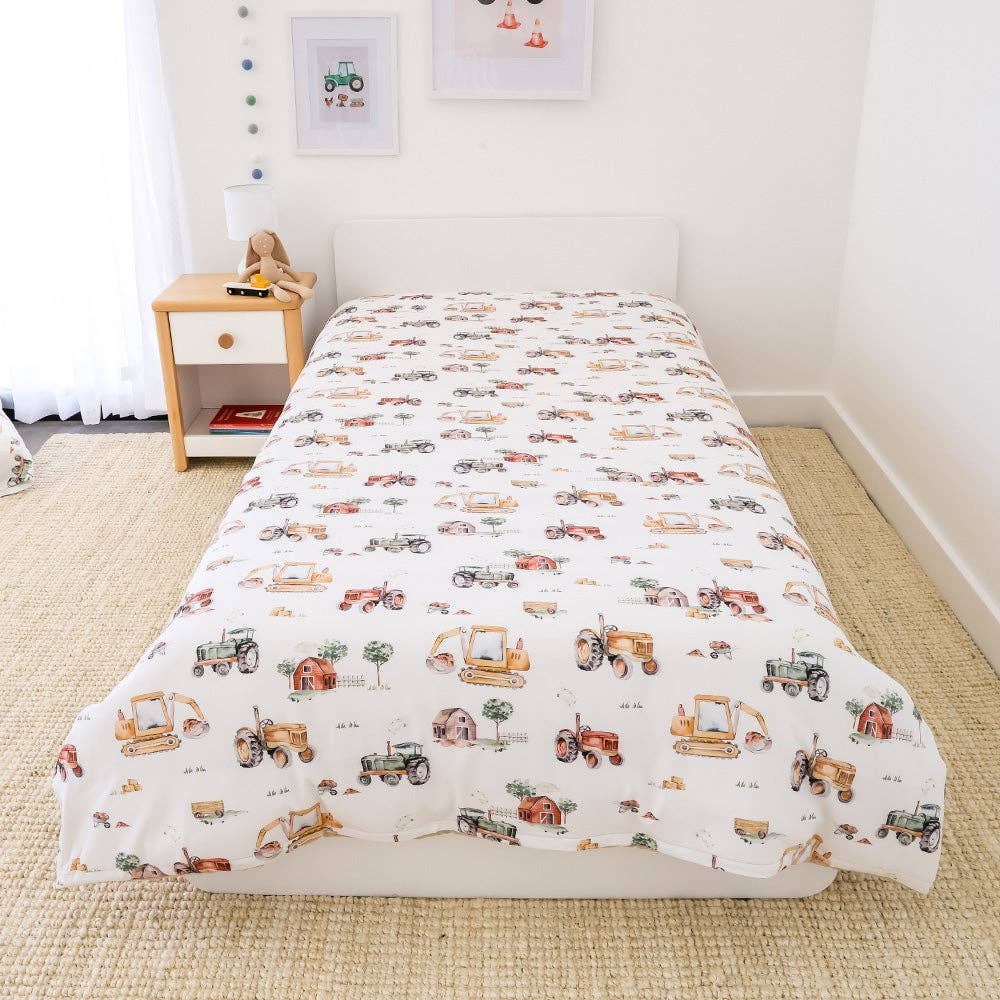 Diggers &amp; Tractors Organic Cotton Quilt Cover - Double Bed