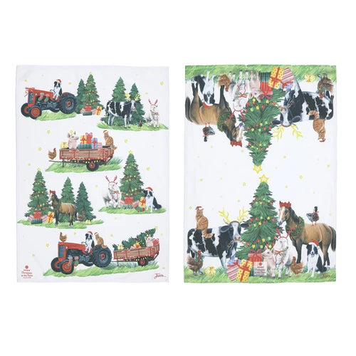 Ashdene Christmas at the Farm 2pk Tea Towel