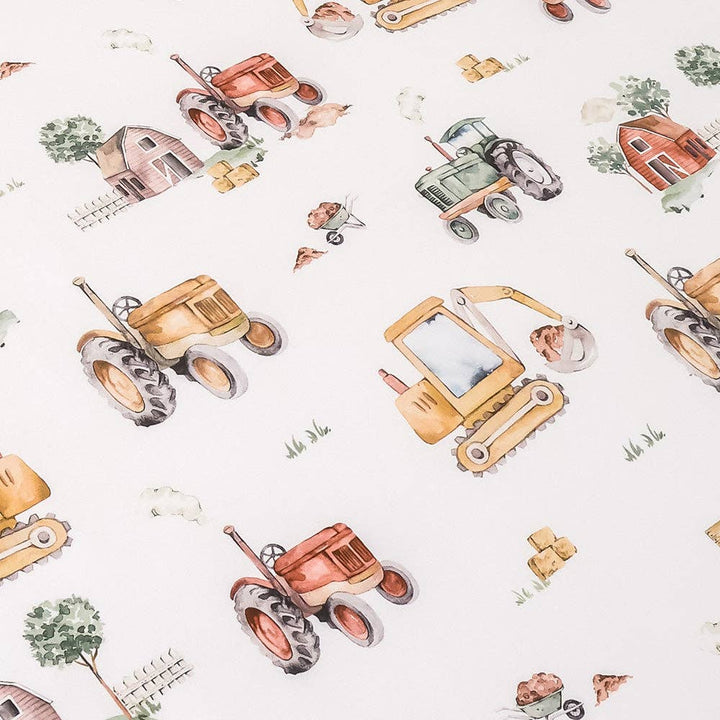 Diggers &amp; Tractors Organic Cotton Fitted Sheet - Single Bed
