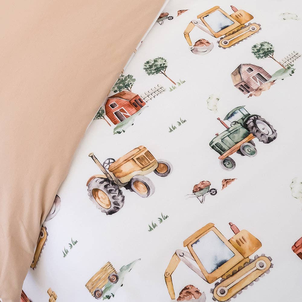 Diggers &amp; Tractors Organic Cotton Quilt Cover - Double Bed