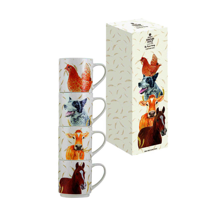 Ashdene Farm Yard Faces 2 Stackable Mugs (set of 4)