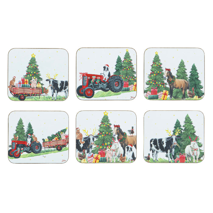 Ashdene Christmas at the Farm 6Pk Coasters
