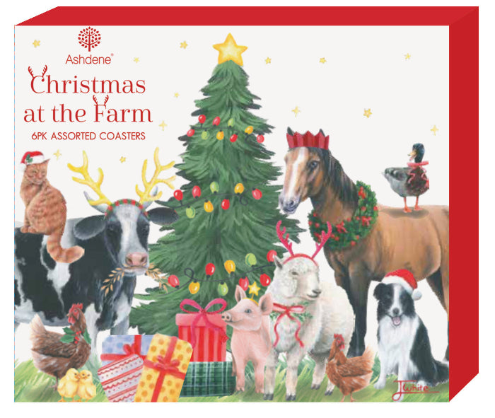 Ashdene Christmas at the Farm 6Pk Coasters