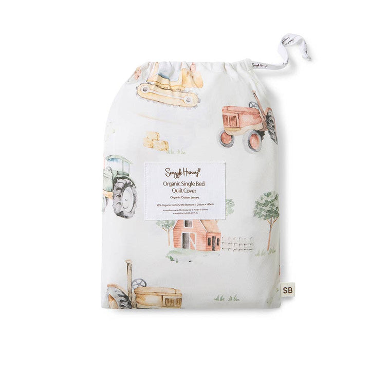 Diggers &amp; Tractors Organic Cotton Quilt Cover - Double Bed