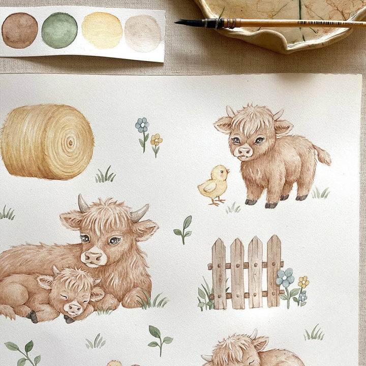 Highland Cows Organic Fitted Cot Sheet