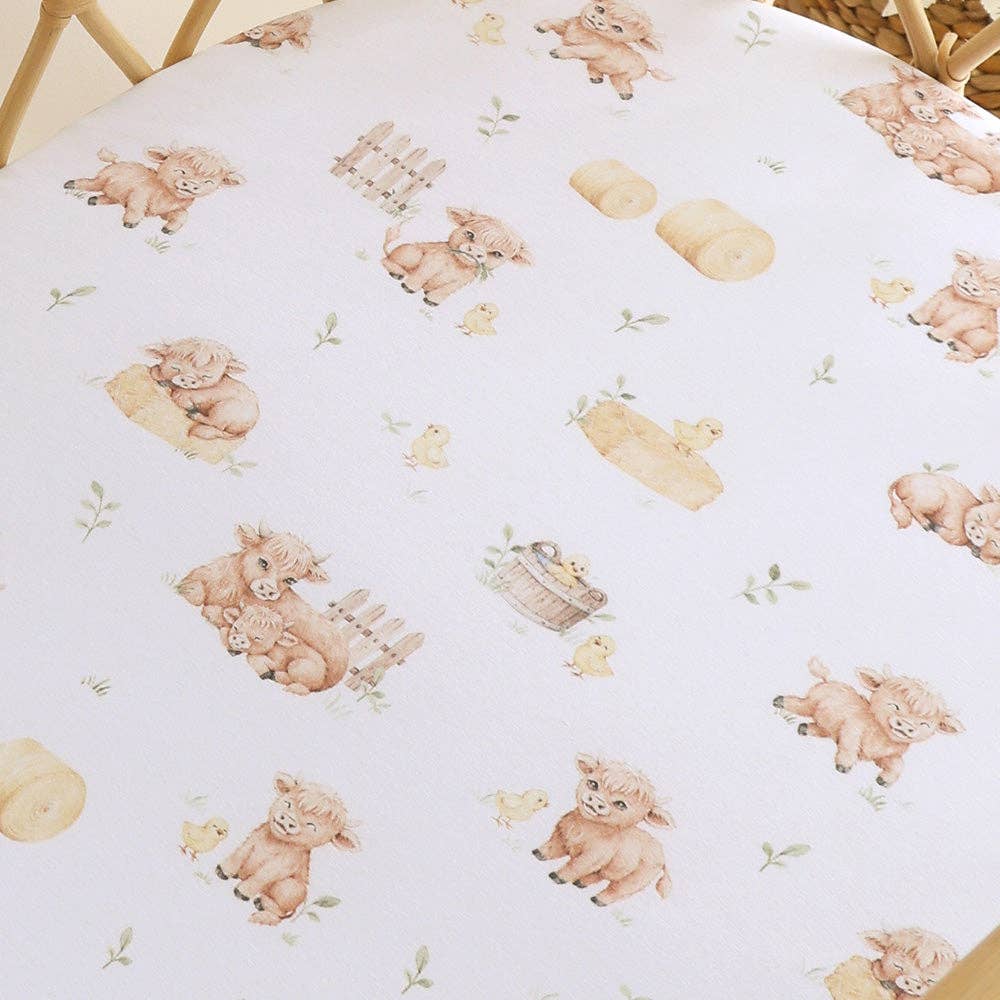Highland Cows Organic Bassinet Sheet / Change Pad Cover