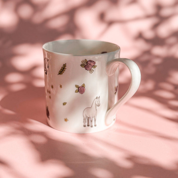 Emily Cole Grey Horses &amp; Roses Mug