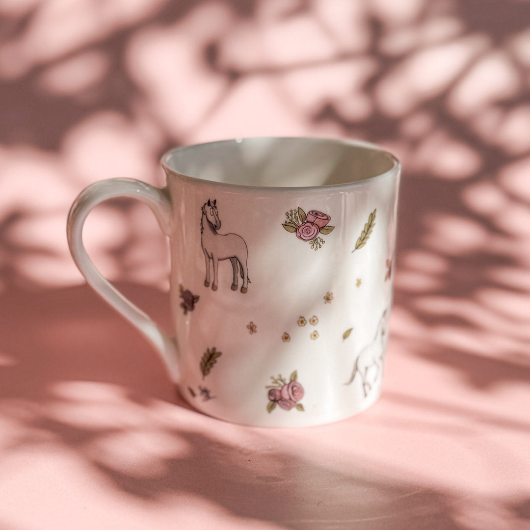Emily Cole Grey Horses &amp; Roses Mug