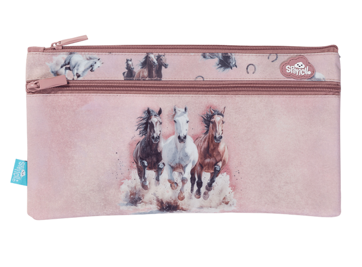 Spencil Wild Horses Twin Zip Pencil Case