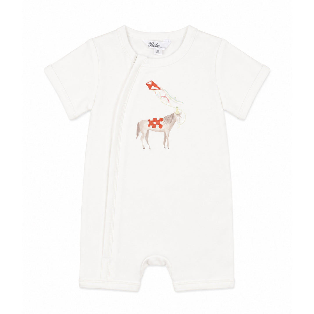 Bebe by Minihaha Scout Organic SS Horse Zip Romper