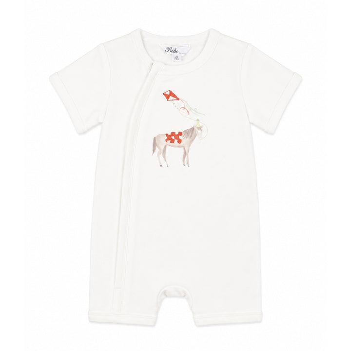 Bebe by Minihaha Scout Organic SS Horse Zip Romper