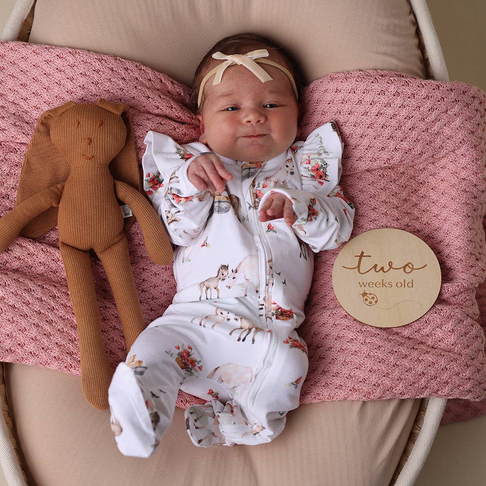 Pony Pals Organic Snuggle Sleepsuit Zip Footie with Frill