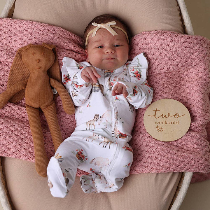 Pony Pals Organic Snuggle Sleepsuit Zip Footie with Frill