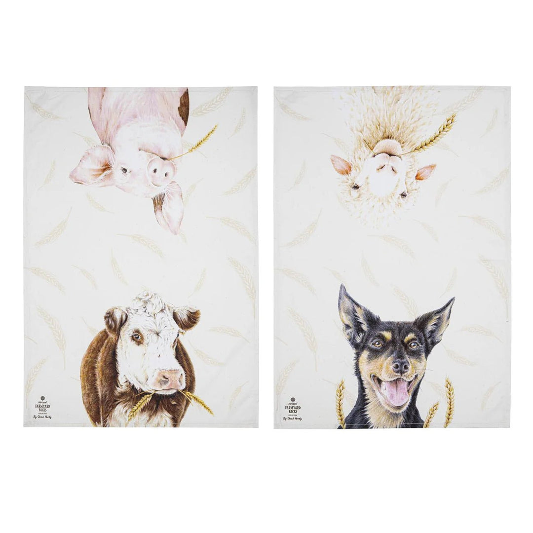 Ashdene Farm Yard Faces 2pk Tea Towel Set - The Glamorous Grub