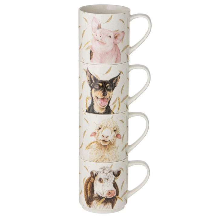 Ashdene Farm Yard Faces Stackable Mugs (4) - The Glamorous Grub