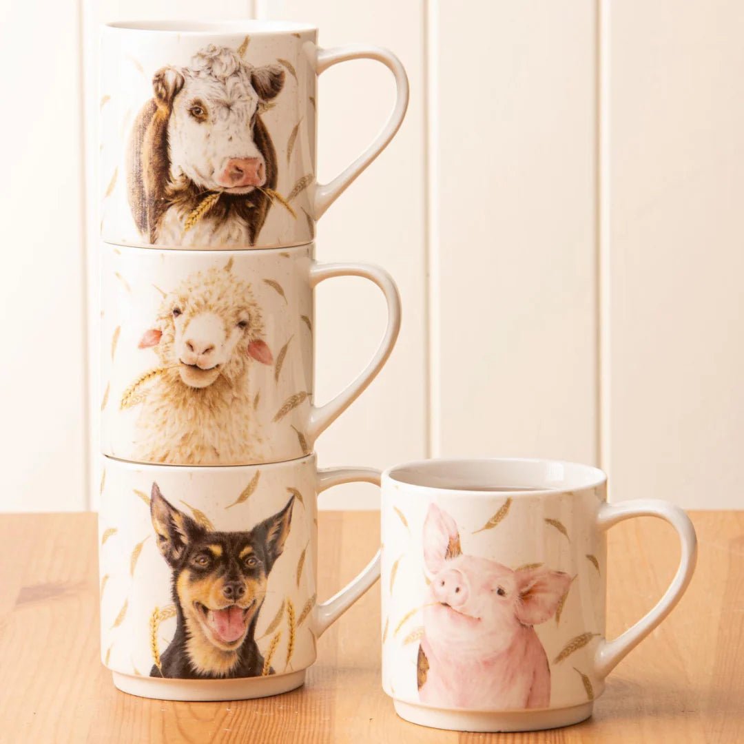 Ashdene Farm Yard Faces Stackable Mugs (4) - The Glamorous Grub