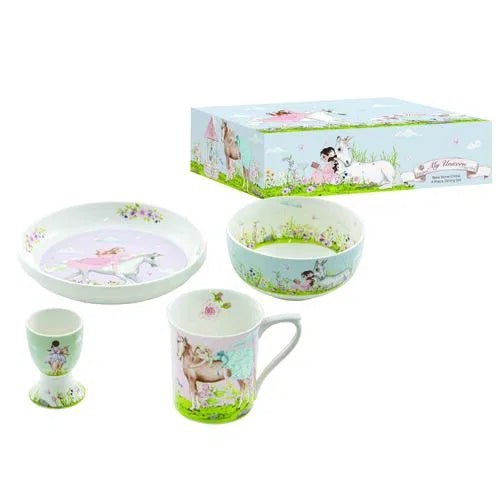 Ashdene "My Unicorn" 4 Pc Fine Bone China Kids Dining Set - The Glamorous Grub
