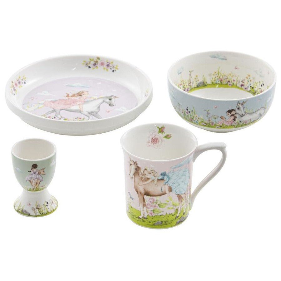 Ashdene "My Unicorn" 4 Pc Fine Bone China Kids Dining Set - The Glamorous Grub