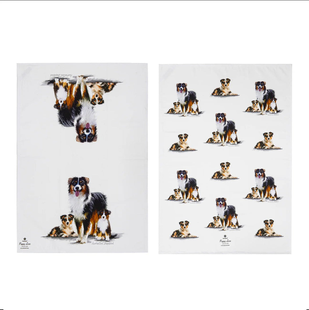 Ashdene Puppy Love Australia Shepherd 2pk Tea Towel Set - The Glamorous Grub