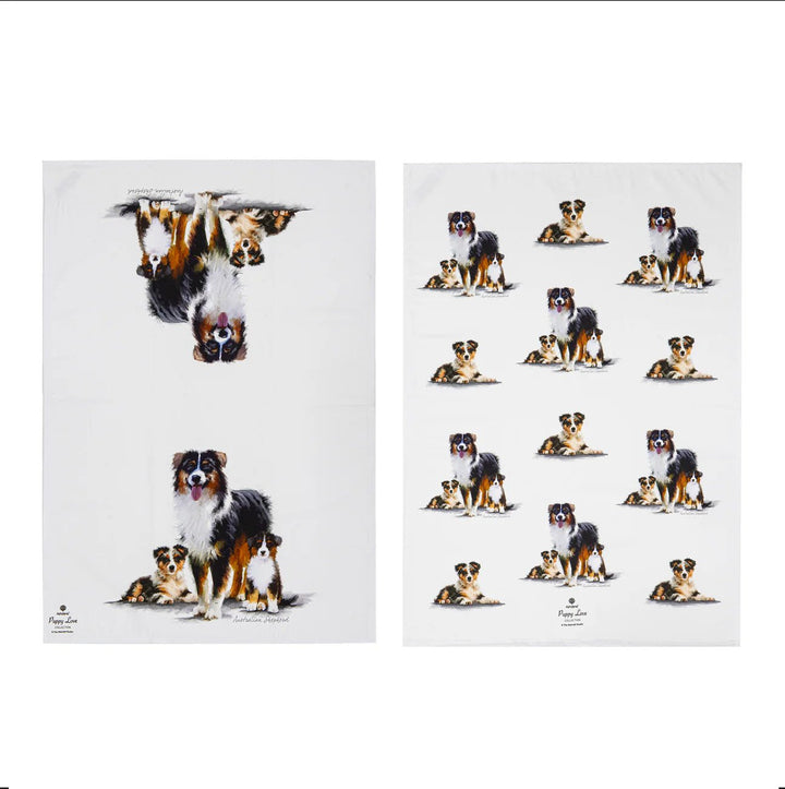 Ashdene Puppy Love Australia Shepherd 2pk Tea Towel Set - The Glamorous Grub