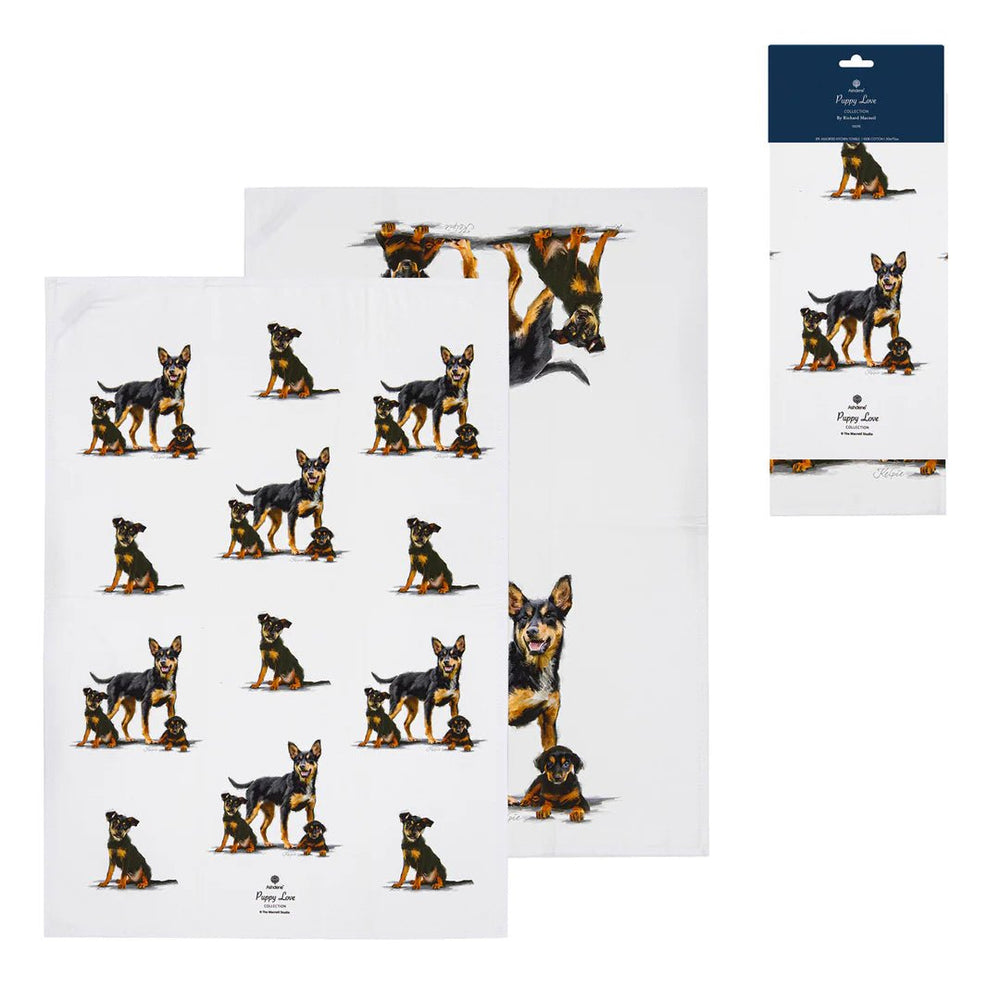 Ashdene Puppy Love Kelpie 2pk Tea Towel Set - The Glamorous Grub
