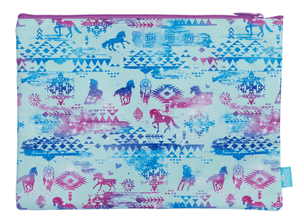 Aztec Horse A4 Twin Zip Pencil Case - The Glamorous Grub