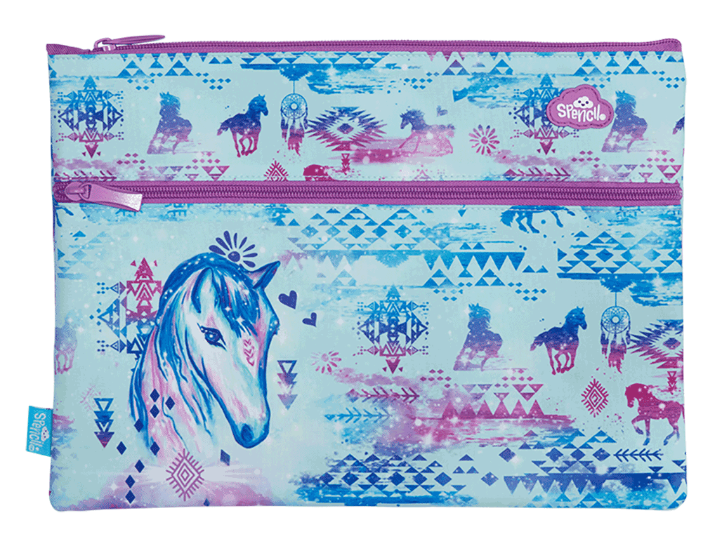 Aztec Horse A4 Twin Zip Pencil Case - The Glamorous Grub