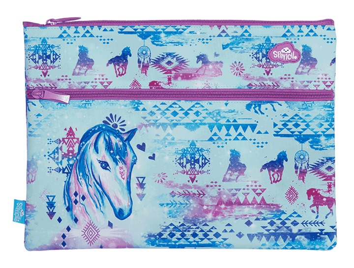 Aztec Horse A4 Twin Zip Pencil Case - The Glamorous Grub