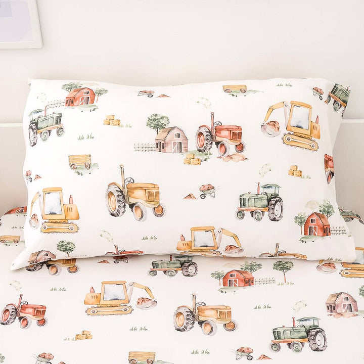 Diggers &amp; Tractors Organic Cotton Single Pillowcase