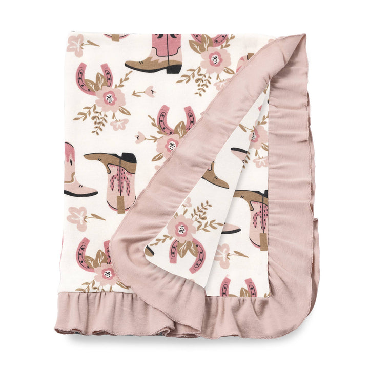 Baby Girl's Cowgirl Boots Western Stroller Blanket - The Glamorous Grub