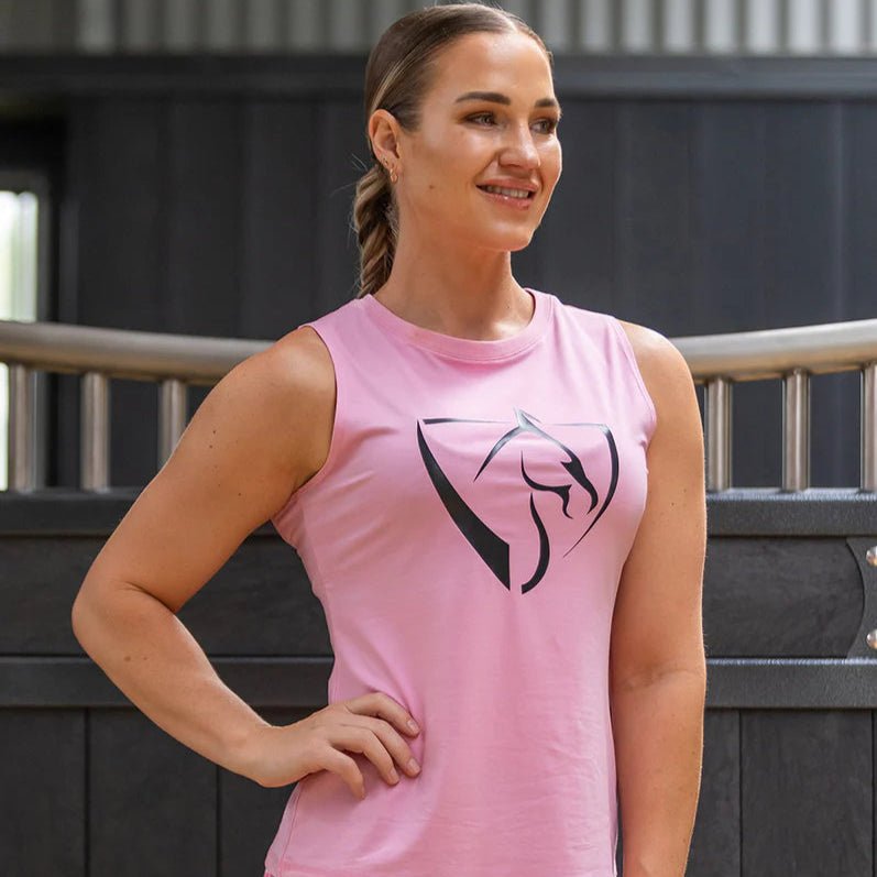 BARE Black Logo Tank Top - Pink - The Glamorous Grub