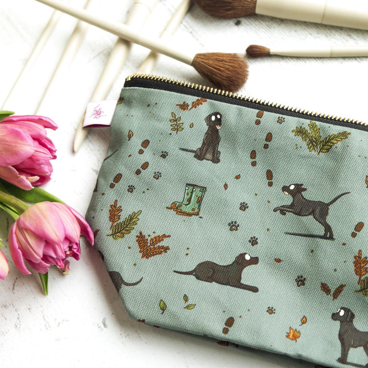 "Black Labrador Wash Bag / Make Up Bag / Pencil Case - The Glamorous Grub