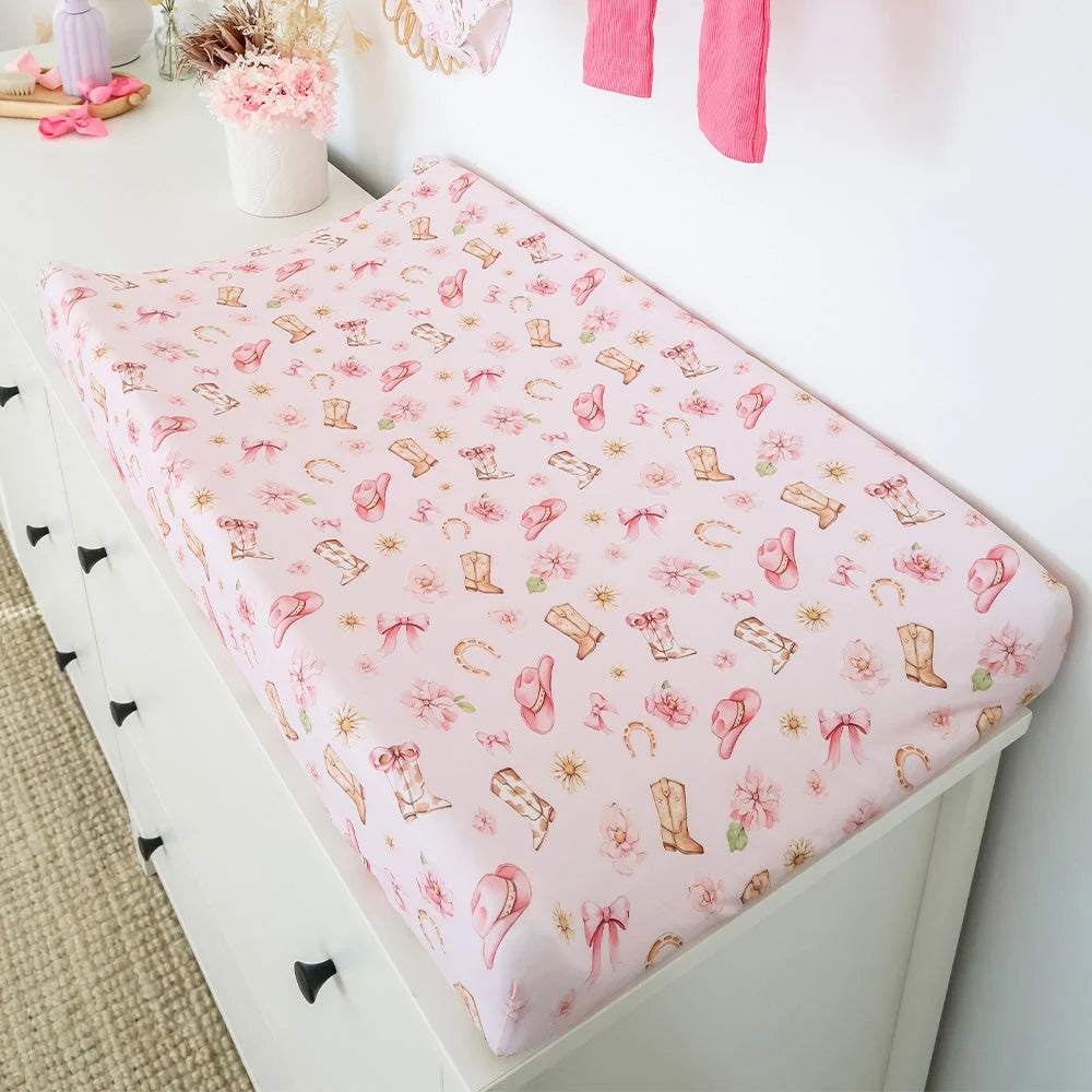 Boots &amp; Bows Organic Bassinet Sheet / Change Pad Cover