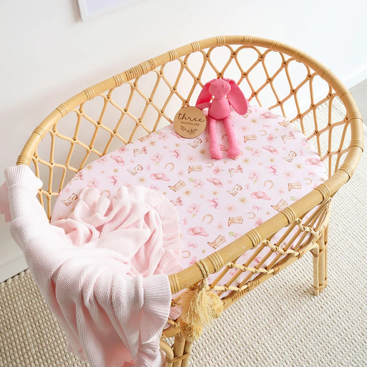 Boots &amp; Bows Organic Bassinet Sheet / Change Pad Cover