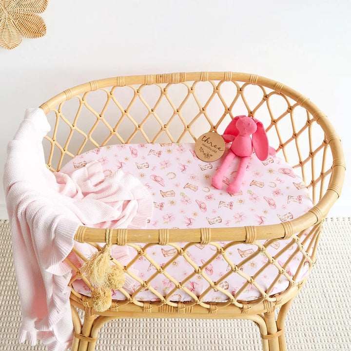 Boots &amp; Bows Organic Bassinet Sheet / Change Pad Cover