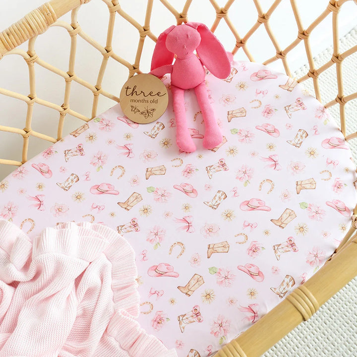 Boots &amp; Bows Organic Bassinet Sheet / Change Pad Cover
