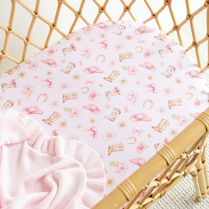 Boots &amp; Bows Organic Bassinet Sheet / Change Pad Cover