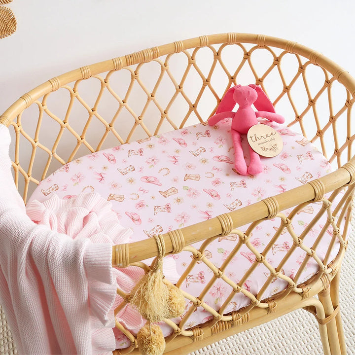 Boots &amp; Bows Organic Bassinet Sheet / Change Pad Cover
